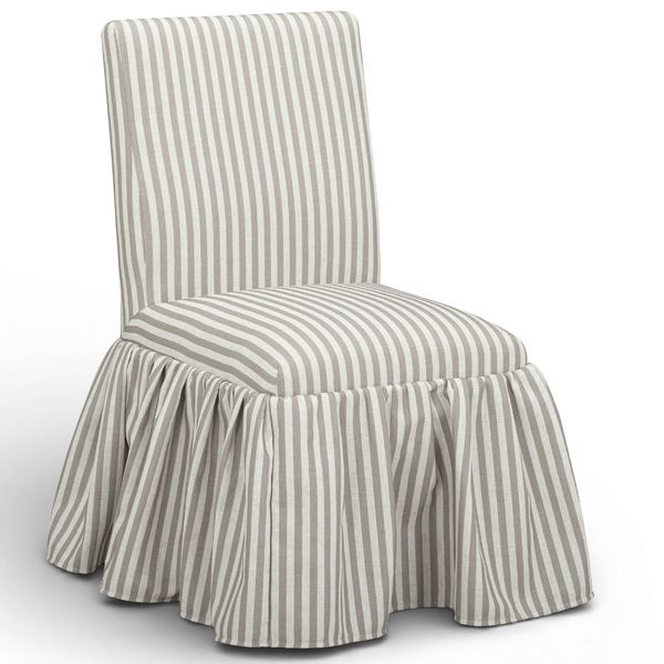 Striped Skirted Dining Krzeslo, Khaki